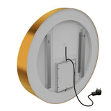24 Inch Round LED Lighted Bathroom Vanity Mirror with Shelf, Touch Switch, Defogger and CCT Remembrance, CRI 90+, Raven Round Style