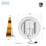 24 Inch Round LED Lighted Bathroom Vanity Mirror with Shelf, Touch Switch, Defogger and CCT Remembrance, CRI 90+, Raven Round Style