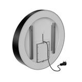 24 Inch Round LED Lighted Bathroom Vanity Mirror with Shelf, Touch Switch, Defogger and CCT Remembrance, CRI 90+, Raven Round Style