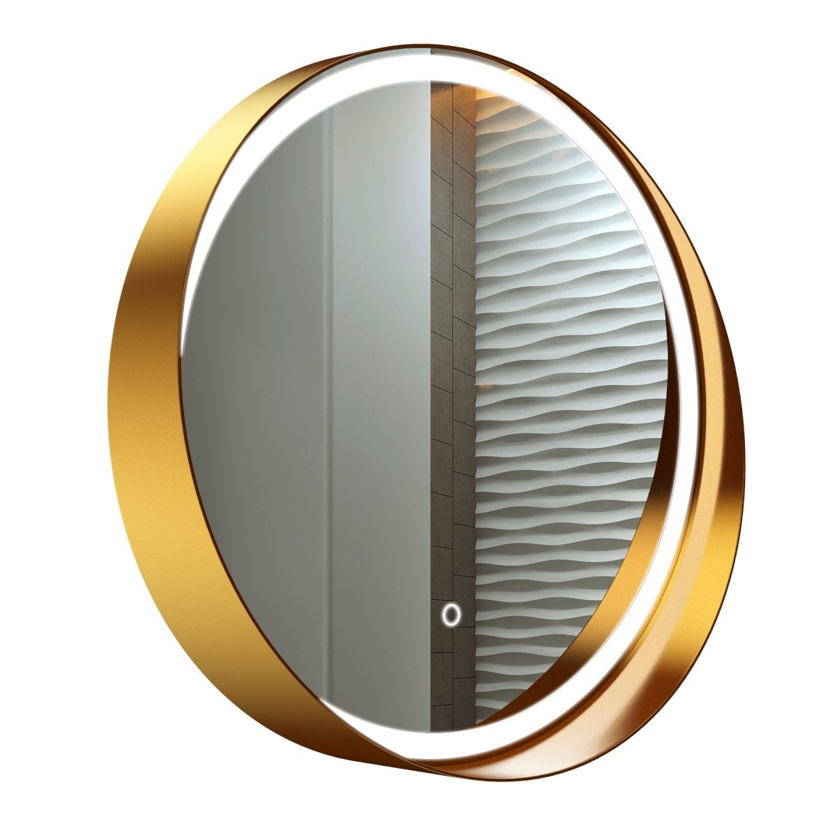 24 Inch Round LED Lighted Bathroom Vanity Mirror with Shelf, Touch Switch, Defogger and CCT Remembrance, CRI 90+, Raven Round Style