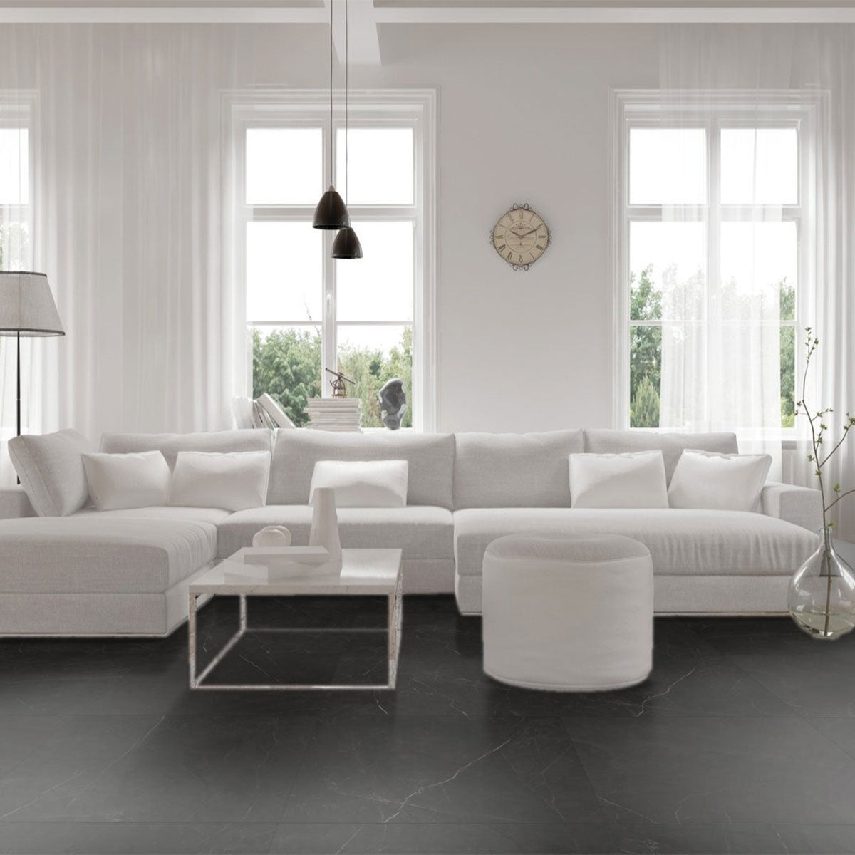24 X 24 In La Marca Nero Venato Honed Rectified Glazed Porcelain