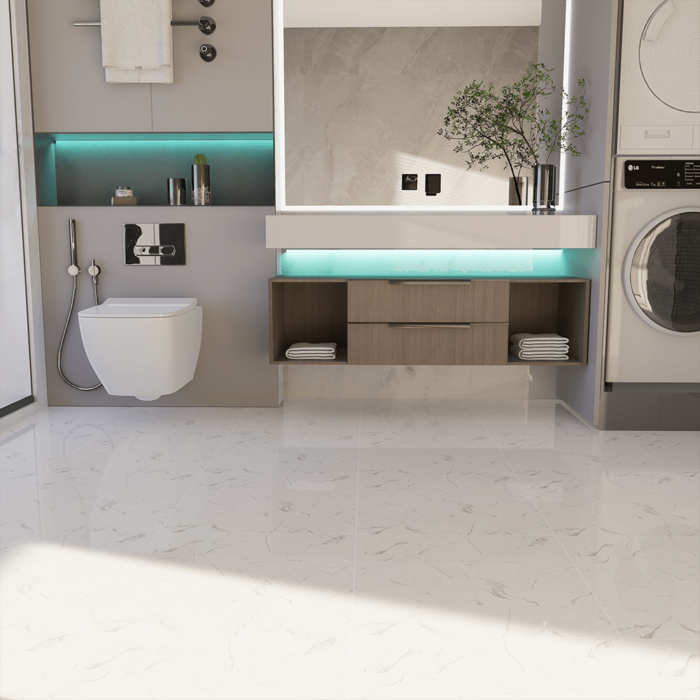 24 x 24 in. Mayfair Statuario Venato Polished Rectified Glazed Porcelain Tile