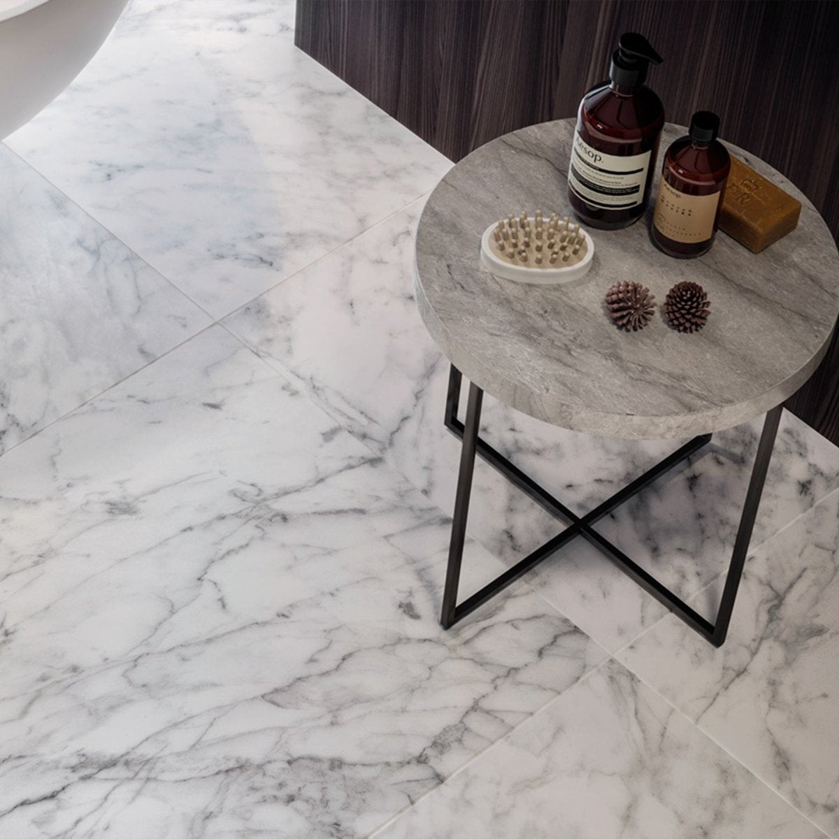 24 X 24 In Plata Carrara Matte Rectified Glazed Porcelain