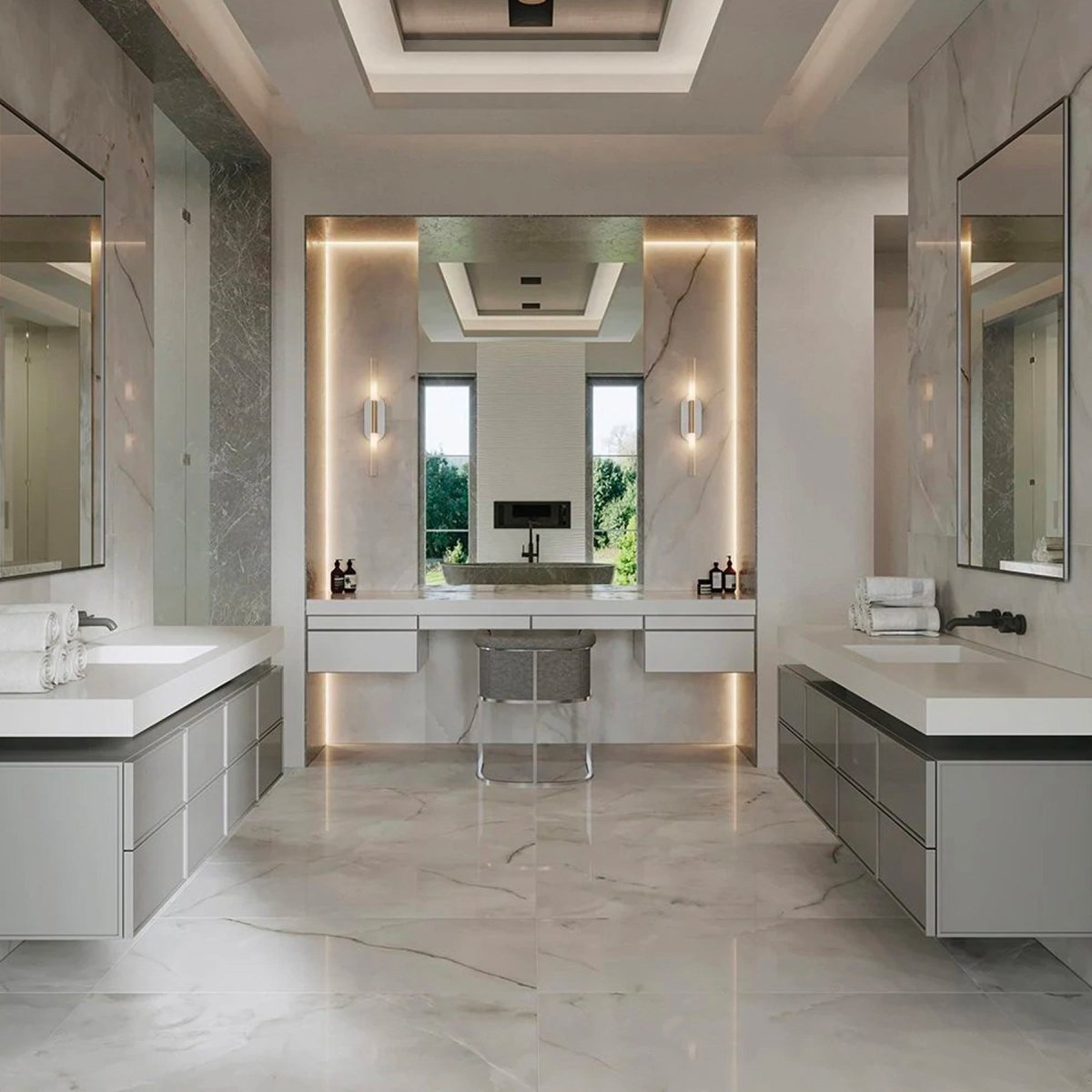 24 x 24 in Statuario Brina Plata Polished Rectified Glazed Porcelain Tile