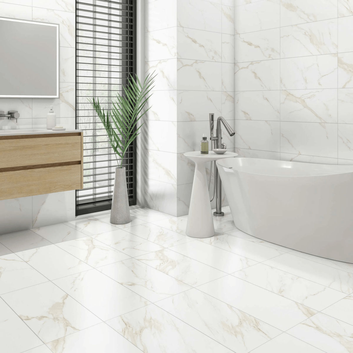 24" x 48" Calacatta Gold Polished Porcelain Wall & Floor Tile