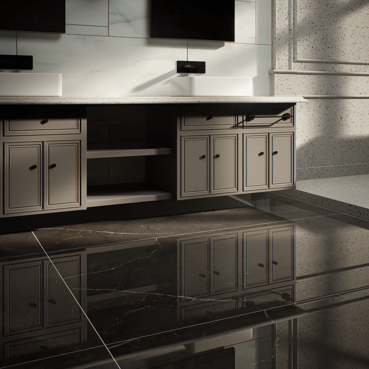 24 X 48 In La Marca Nero Venato Polished Rectified Glazed Porcelain