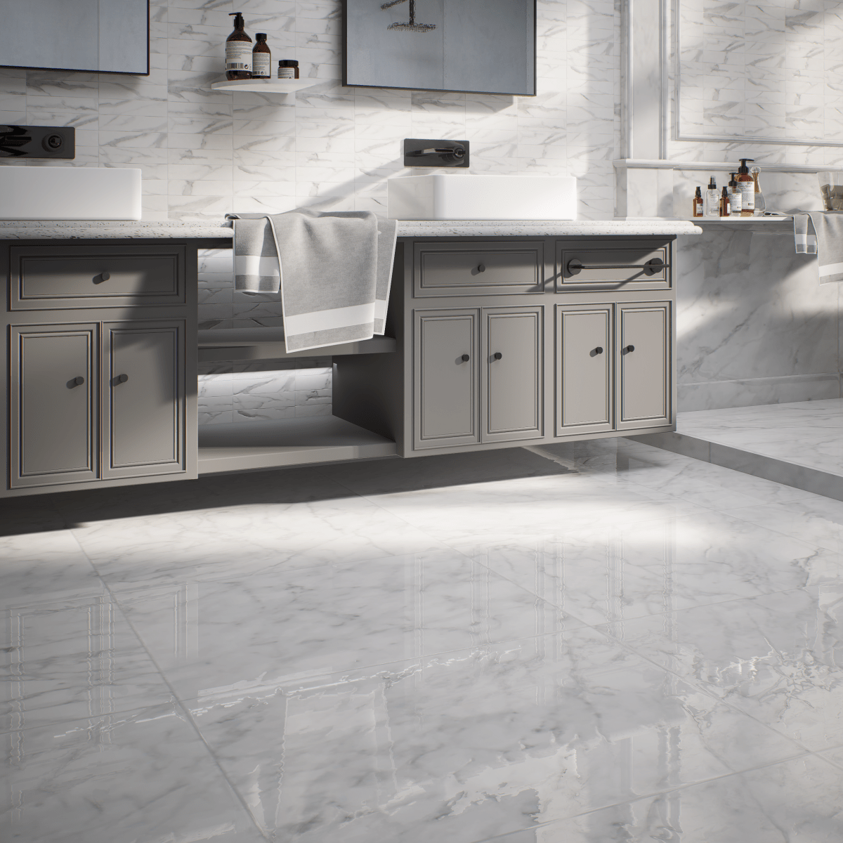 24 X 48 In Plata Carrara Polished Rectified Glazed Porcelain