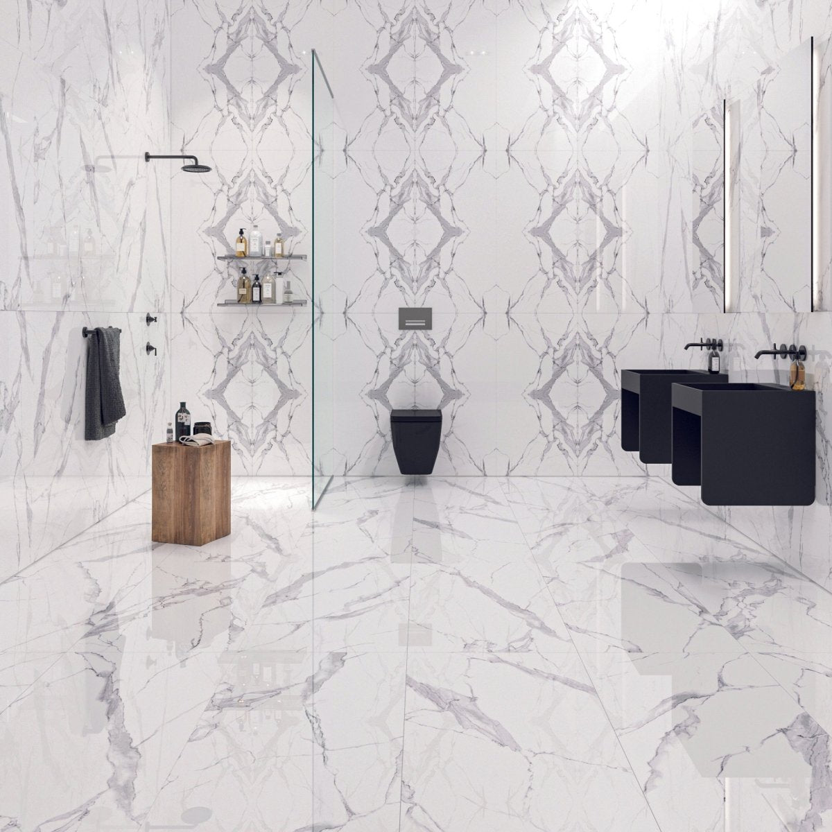 24" x 48" New Calacatta Bookmatch White Polished Wall & Floor Tile