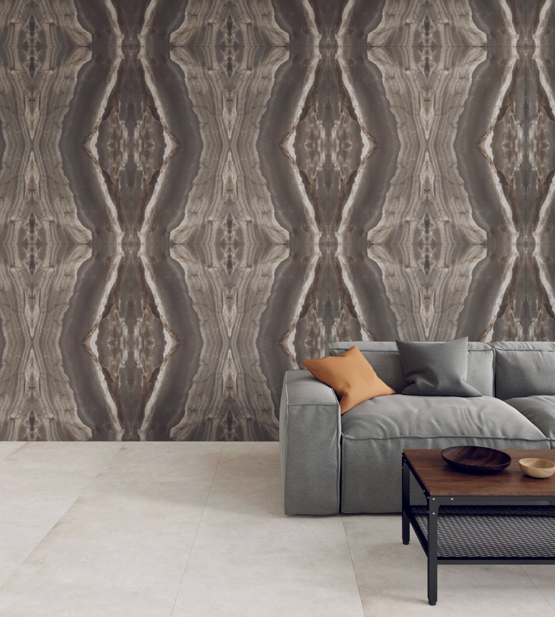 24" x 48" New Onyx Opera Anthracite Bookmatch White Polished Wall & Floor Tile