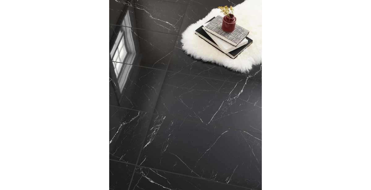 24" x 48" Pietra Black Polished Porcelain Wall & Floor Tile