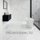 24" x 48" Pietra White & Black Polished Porcelain Wall & Floor Tile