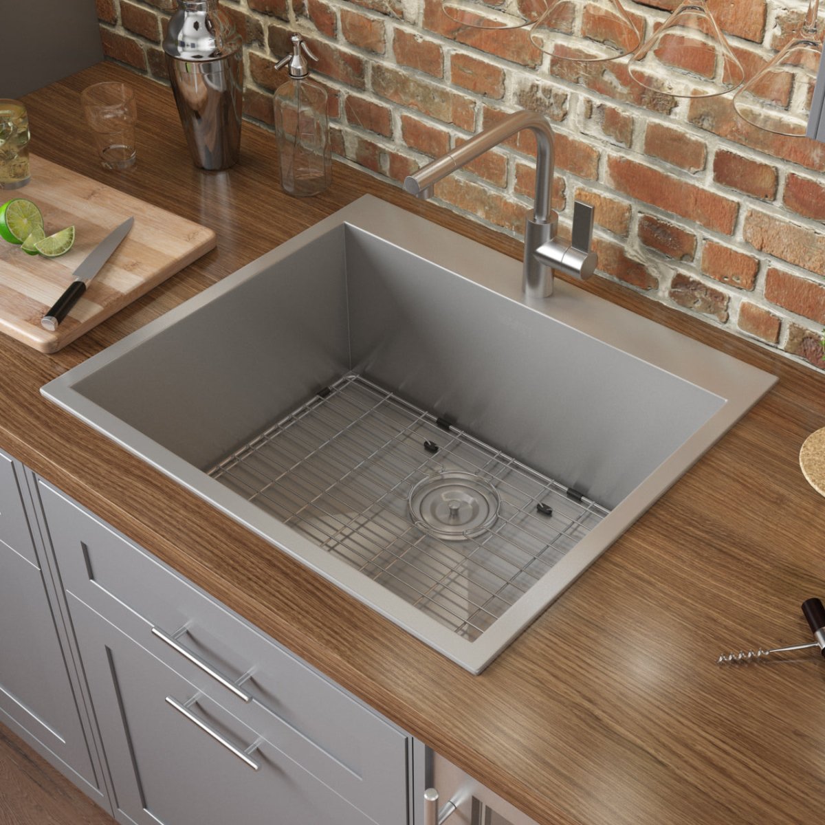25" Drop-in Topmount 16 Gauge Stainless Steel Single Bowl Kitchen Sink