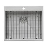25" Drop-in Topmount 16 Gauge Stainless Steel Single Bowl Kitchen Sink