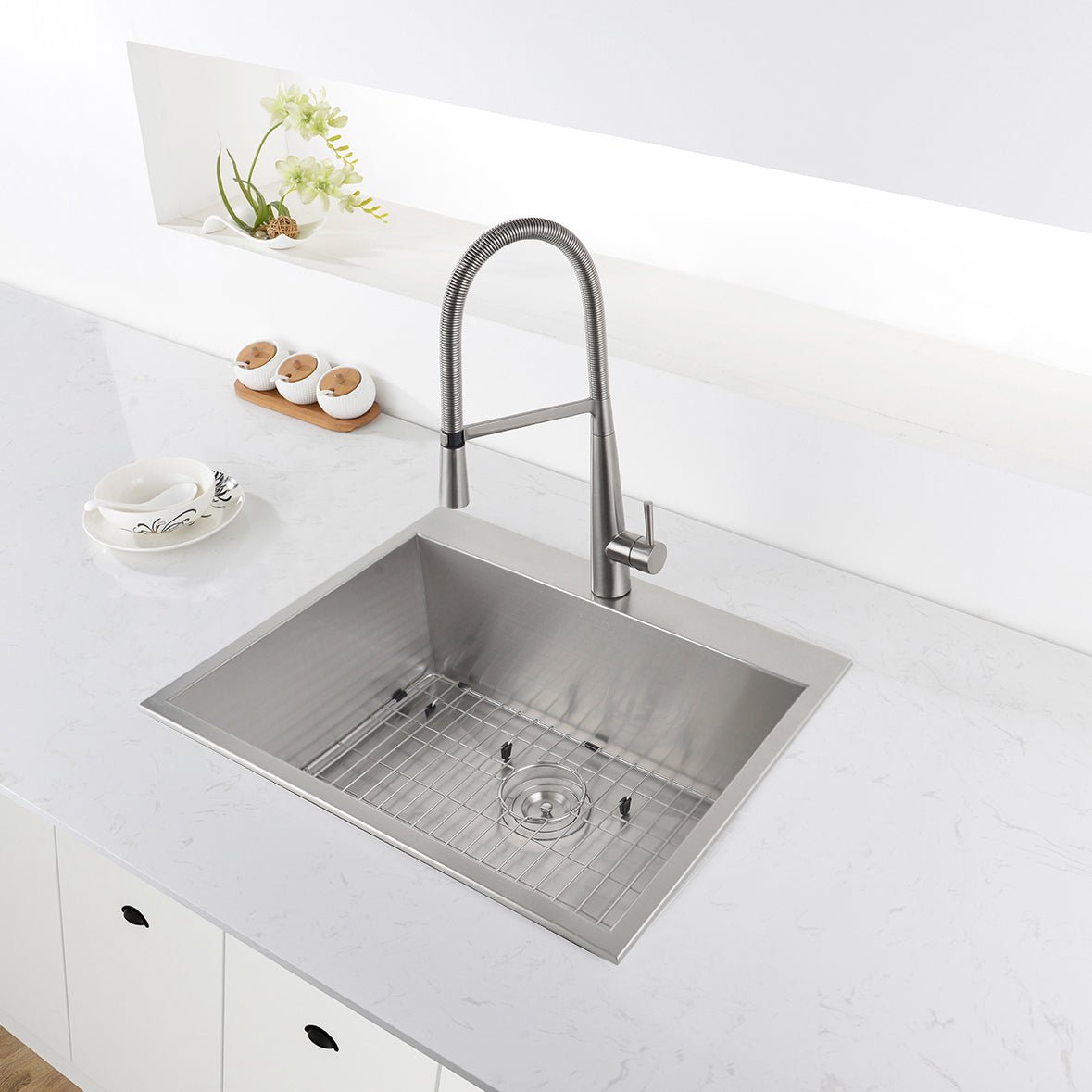 25" Drop-in Topmount 16 Gauge Stainless Steel Single Bowl Kitchen Sink