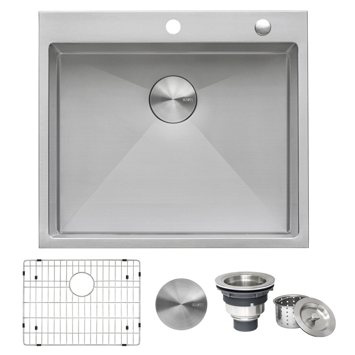 25-inch Drop-in Tight Radius Topmount 16 Gauge Stainless Steel Kitchen Sink Single Bowl