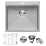 25-inch Drop-in Tight Radius Topmount 16 Gauge Stainless Steel Kitchen Sink Single Bowl