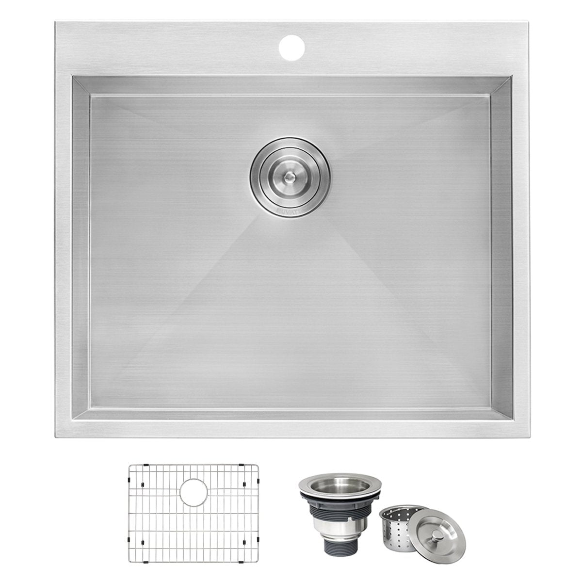 25 Inch Topmount Laundry Utility Sink  Deep 16 Gauge Stainless Steel