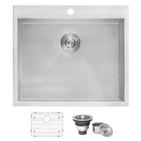 25 Inch Topmount Laundry Utility Sink  Deep 16 Gauge Stainless Steel