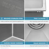 25Inch Topmount Laundry Utility Sink Tight Radius Deep 16 Gauge Stainless Steel
