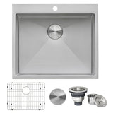 25Inch Topmount Laundry Utility Sink Tight Radius Deep 16 Gauge Stainless Steel