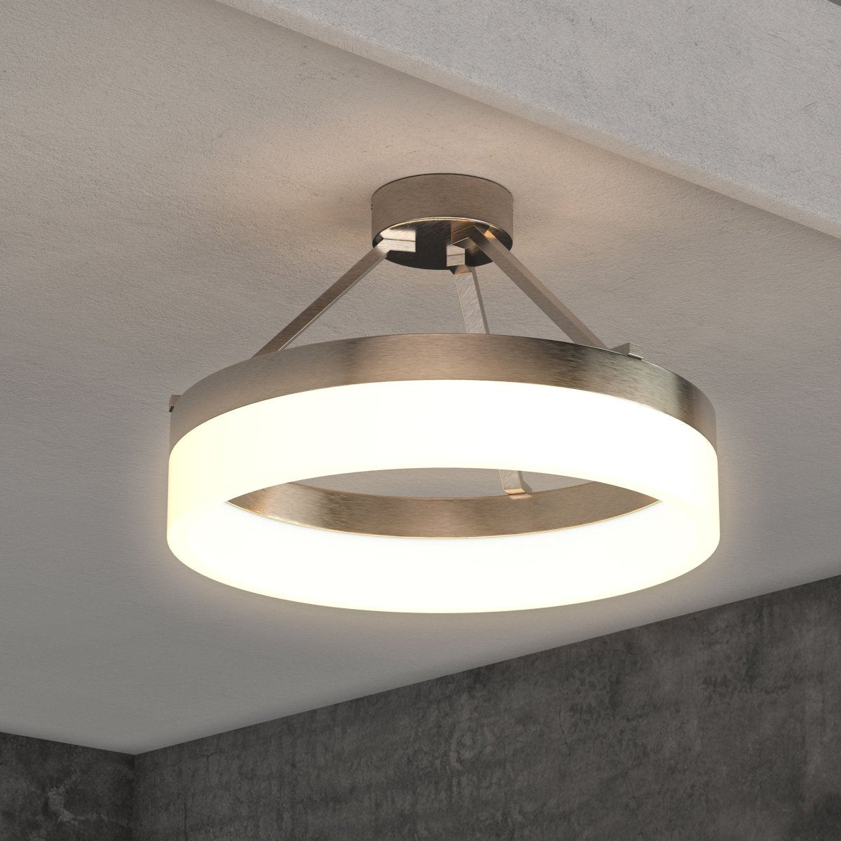 25W LED Ring Semi-Flushmount Light, 3000K (Warm White), Brushed Nickel Finish, 1450 Lumens, Triac Dimmable, ETL Listed