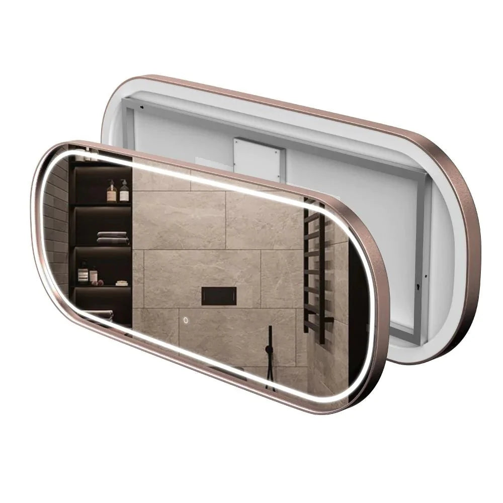 26 in. X 63 in. LED Lighted Bathroom Vanity Mirror with Rose Gold Frame, CRI 90+, Anti-Fog Adjustable Color Temperature & Remembrance, Lighted Makeup Mirrors, Realx Style