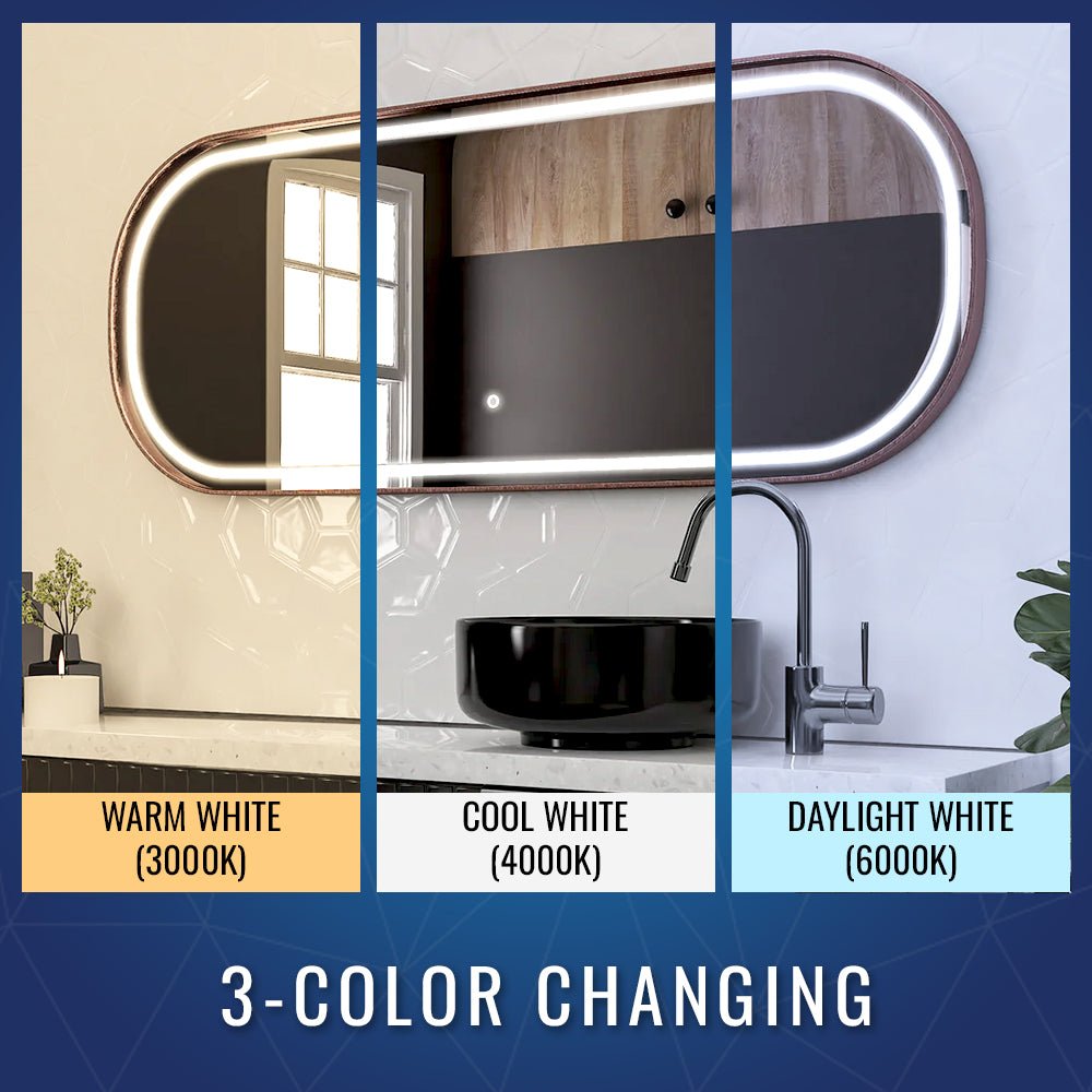 26 in. X 63 in. LED Lighted Bathroom Vanity Mirror with Rose Gold Frame, CRI 90+, Anti-Fog Adjustable Color Temperature & Remembrance, Lighted Makeup Mirrors, Realx Style