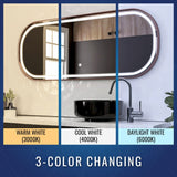 26 in. X 63 in. LED Lighted Bathroom Vanity Mirror with Rose Gold Frame, CRI 90+, Anti-Fog Adjustable Color Temperature & Remembrance, Lighted Makeup Mirrors, Realx Style
