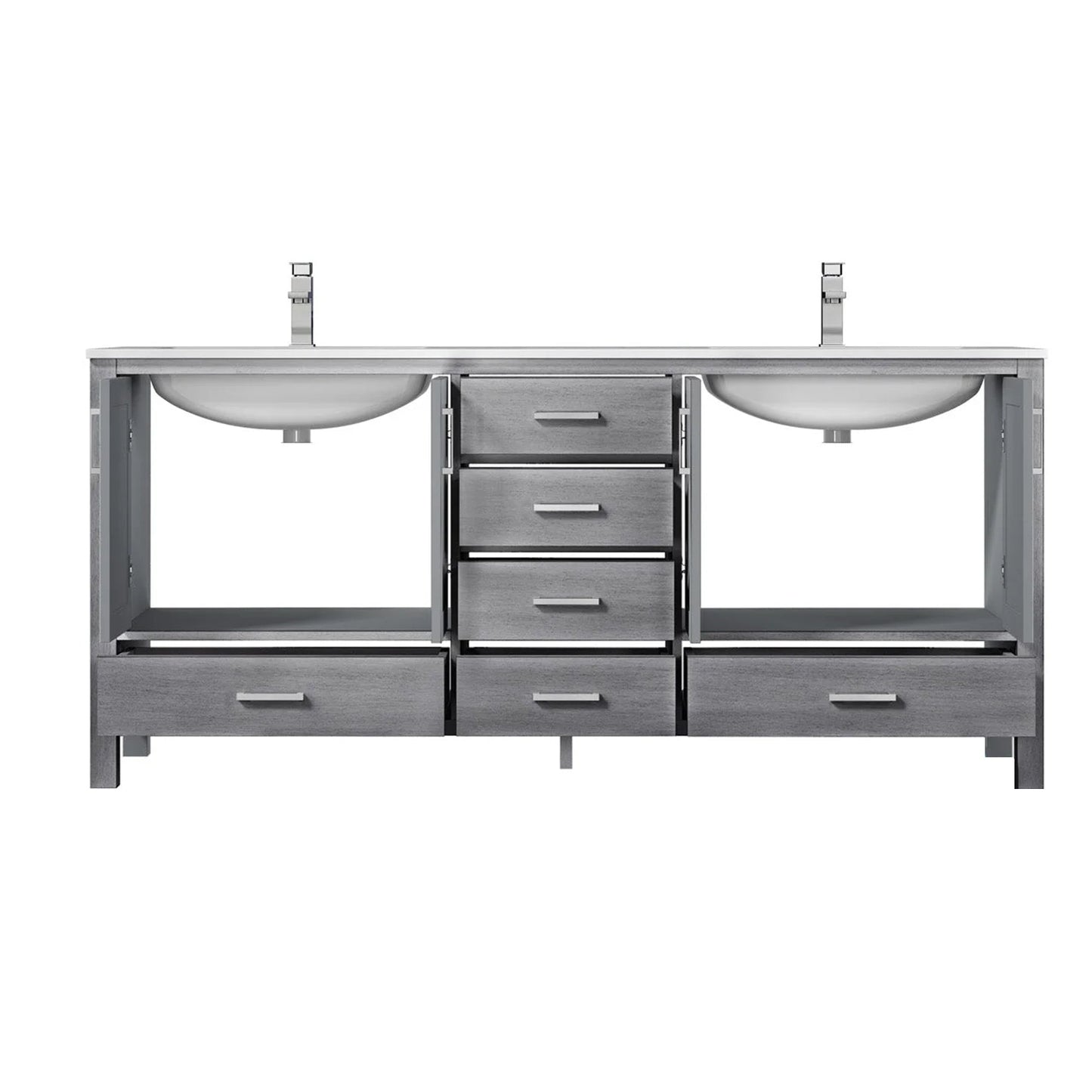 Jacques 84 in. Bathroom Freestanding Bathroom Vanity With Undermount Ceramic Sink, White Carrara Marble