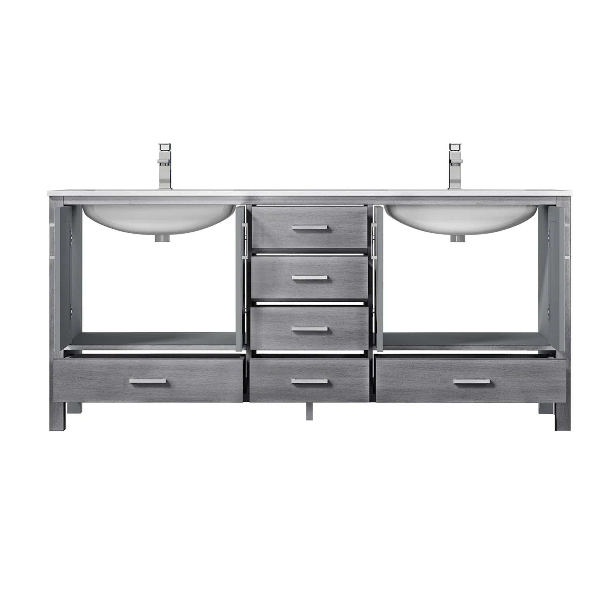 Jacques 84 in. Bathroom Freestanding Bathroom Vanity With Undermount Ceramic Sink, White Carrara Marble