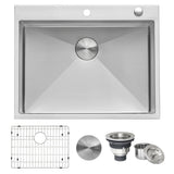 28-inch Drop-in Tight Radius Topmount 16 Gauge Stainless Steel Kitchen Sink Single Bowl