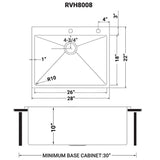 28-inch Drop-in Tight Radius Topmount 16 Gauge Stainless Steel Kitchen Sink Single Bowl