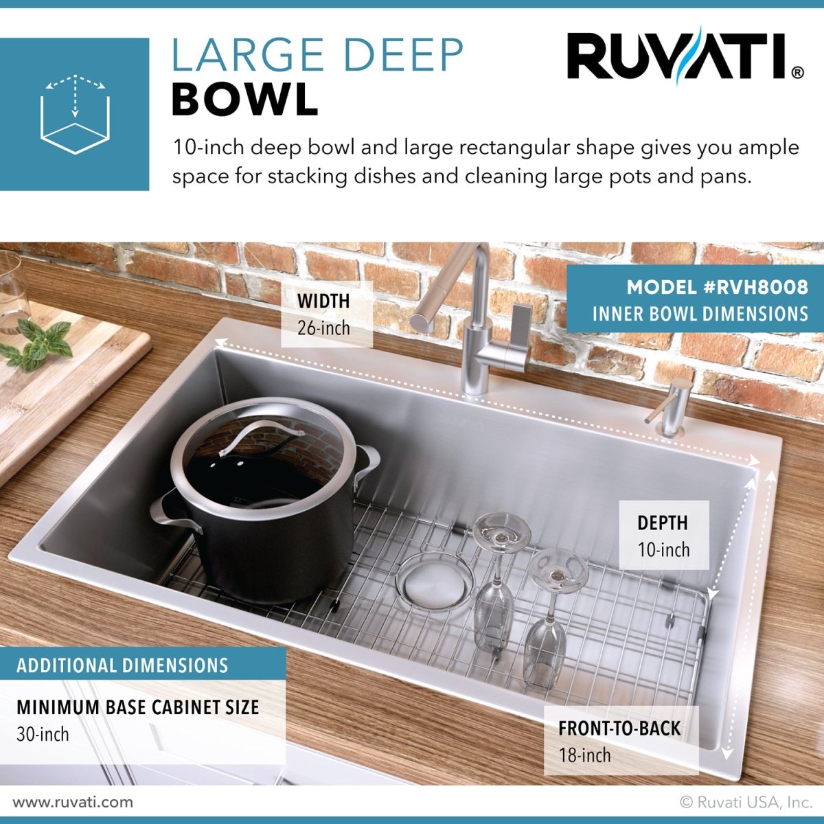 28-inch Drop-in Tight Radius Topmount 16 Gauge Stainless Steel Kitchen Sink Single Bowl