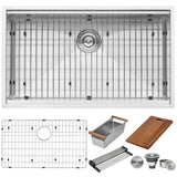 28-inch Workstation Ledge Undermount 16 Gauge Stainless Steel Kitchen Sink Single Bowl
