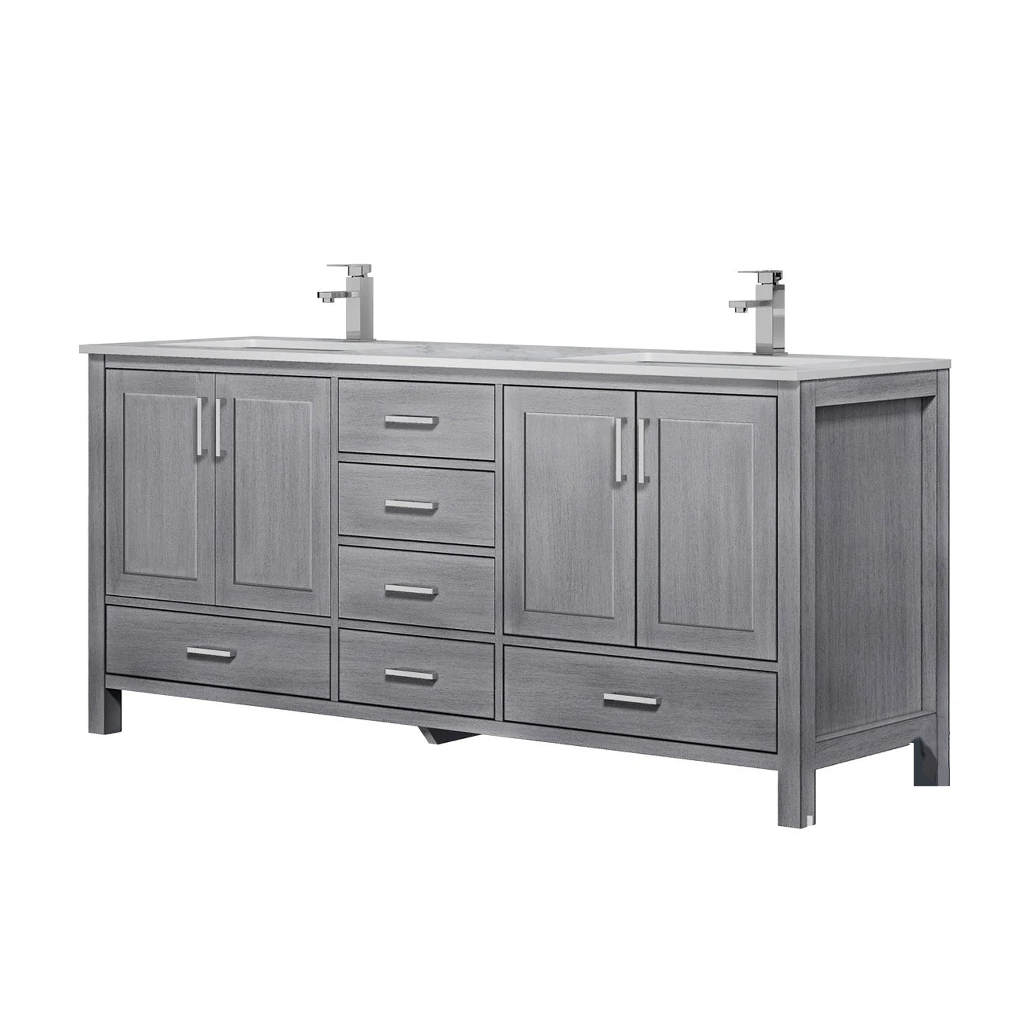 Jacques 84 in. Bathroom Freestanding Bathroom Vanity With Undermount Ceramic Sink, White Carrara Marble