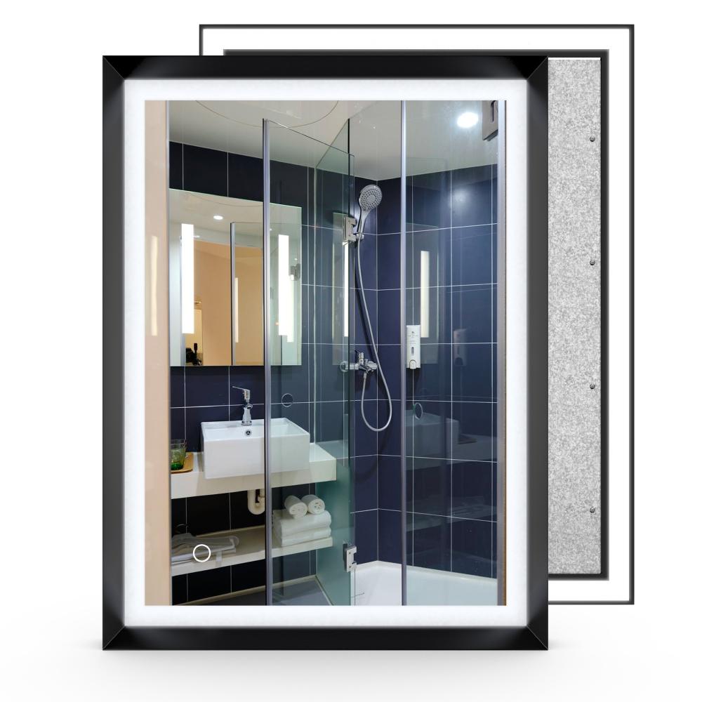 Frontlit/Backlit LED Lighted Bathroom Vanity Mirror with Frame, Anti-Fog, Touch Button, CRI 90+, Adjustable CCT & Memory, Magnum Style