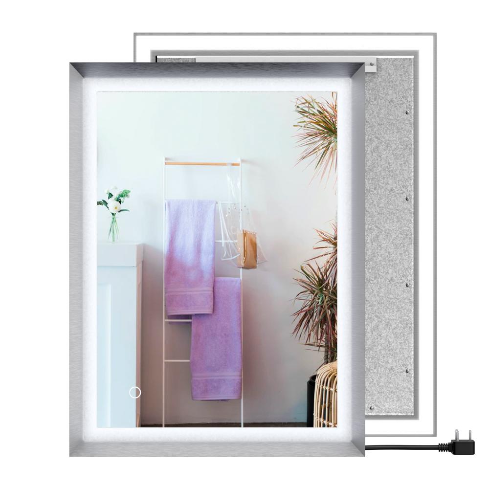 Frontlit/Backlit LED Lighted Bathroom Vanity Mirror with Frame, Anti-Fog, Touch Button, CRI 90+, Adjustable CCT & Memory, Magnum Style