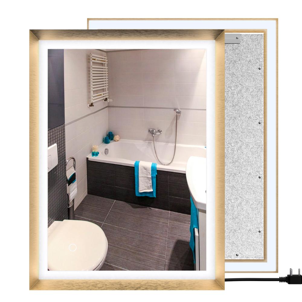 Frontlit/Backlit LED Lighted Bathroom Vanity Mirror with Frame, Anti-Fog, Touch Button, CRI 90+, Adjustable CCT & Memory, Magnum Style