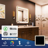 Frontlit/Backlit LED Lighted Bathroom Vanity Mirror with Frame, Anti-Fog, Touch Button, CRI 90+, Adjustable CCT & Memory, Magnum Style