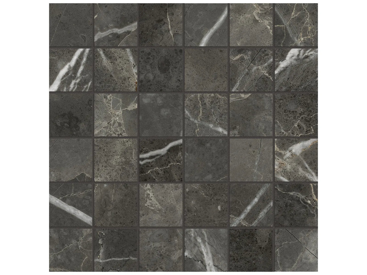 2 x 2 in Lumino Carbon Matte Glazed Porcelain Mosaic