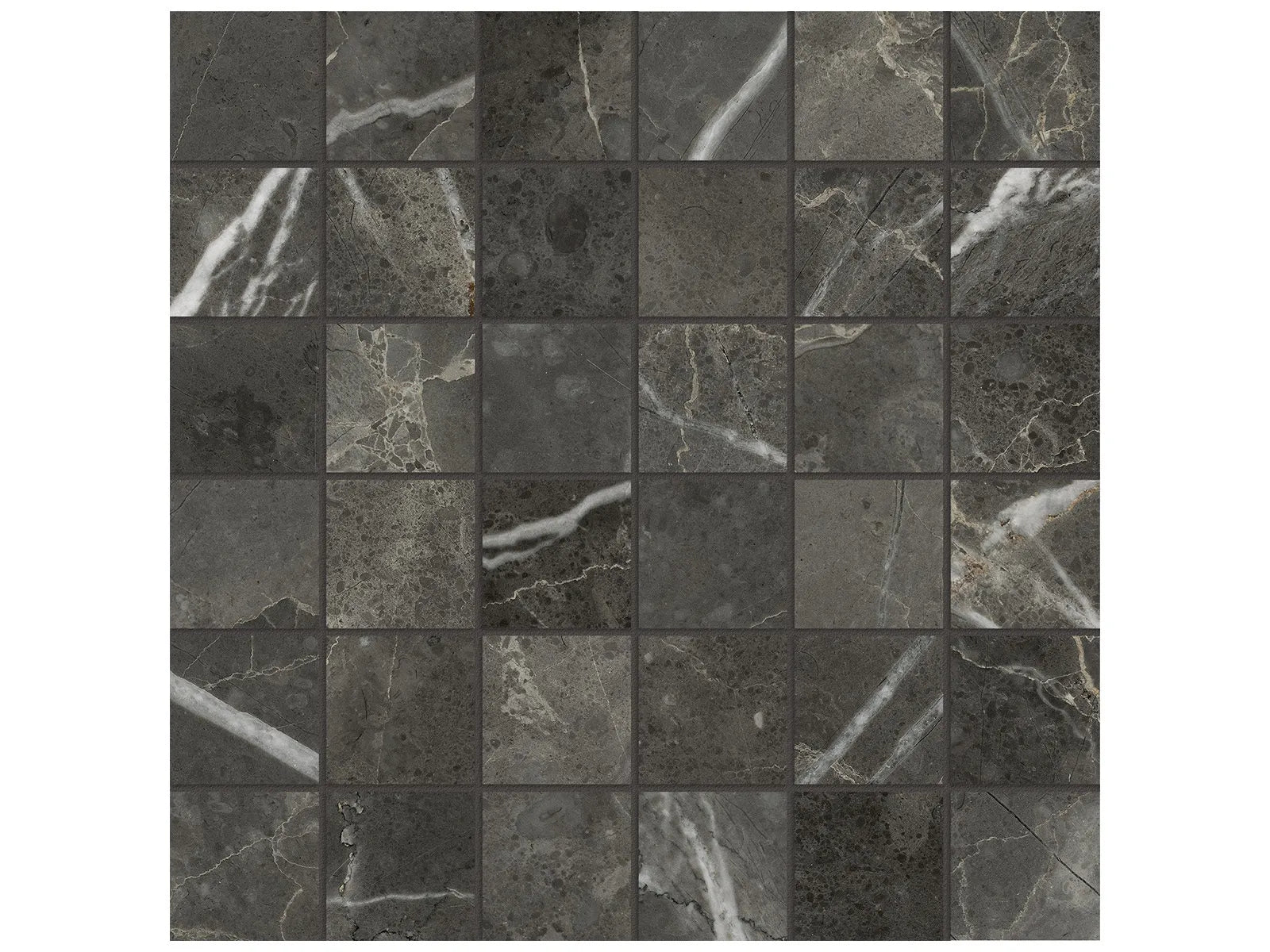 2 x 2 in Lumino Carbon Matte Glazed Porcelain Mosaic
