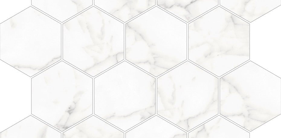 3 In. X 3 In. Mosaic Core White Polished Porcelain - Hexagon Wall & Floor Tile (5.49 Sqft/Case)