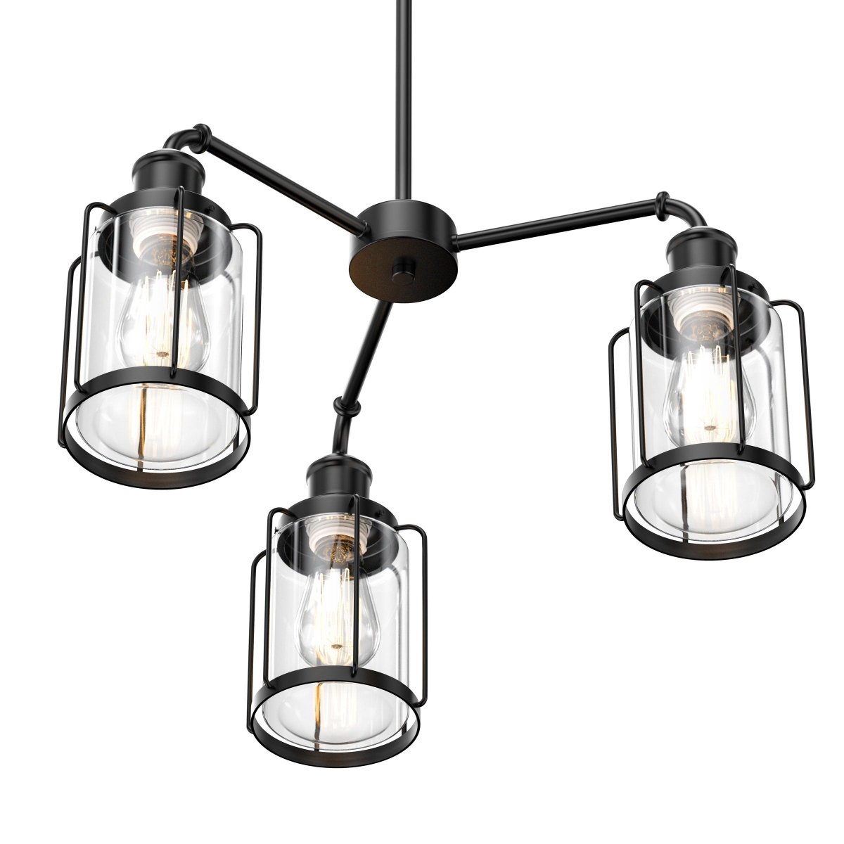 3-Light Birdcage Chandelier Lighting Fixture, Kitchen Island Light Fixtures, Matte Black Finish, E26 Base, 3 Years Warranty