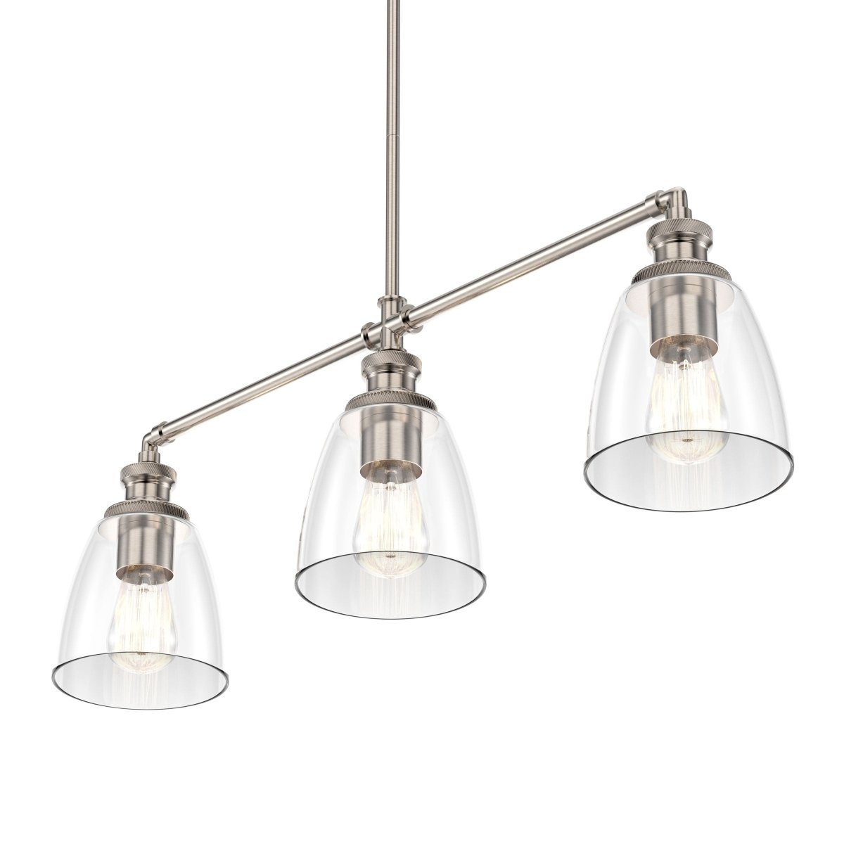3-Lights Bell Shape Kitchen Island Pendant Lighting, Clear Glass Shade, E26 Base, UL Listed