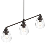 3-Lights Bell Shape Kitchen Island Pendant Lighting, Clear Glass Shade, E26 Base, UL Listed