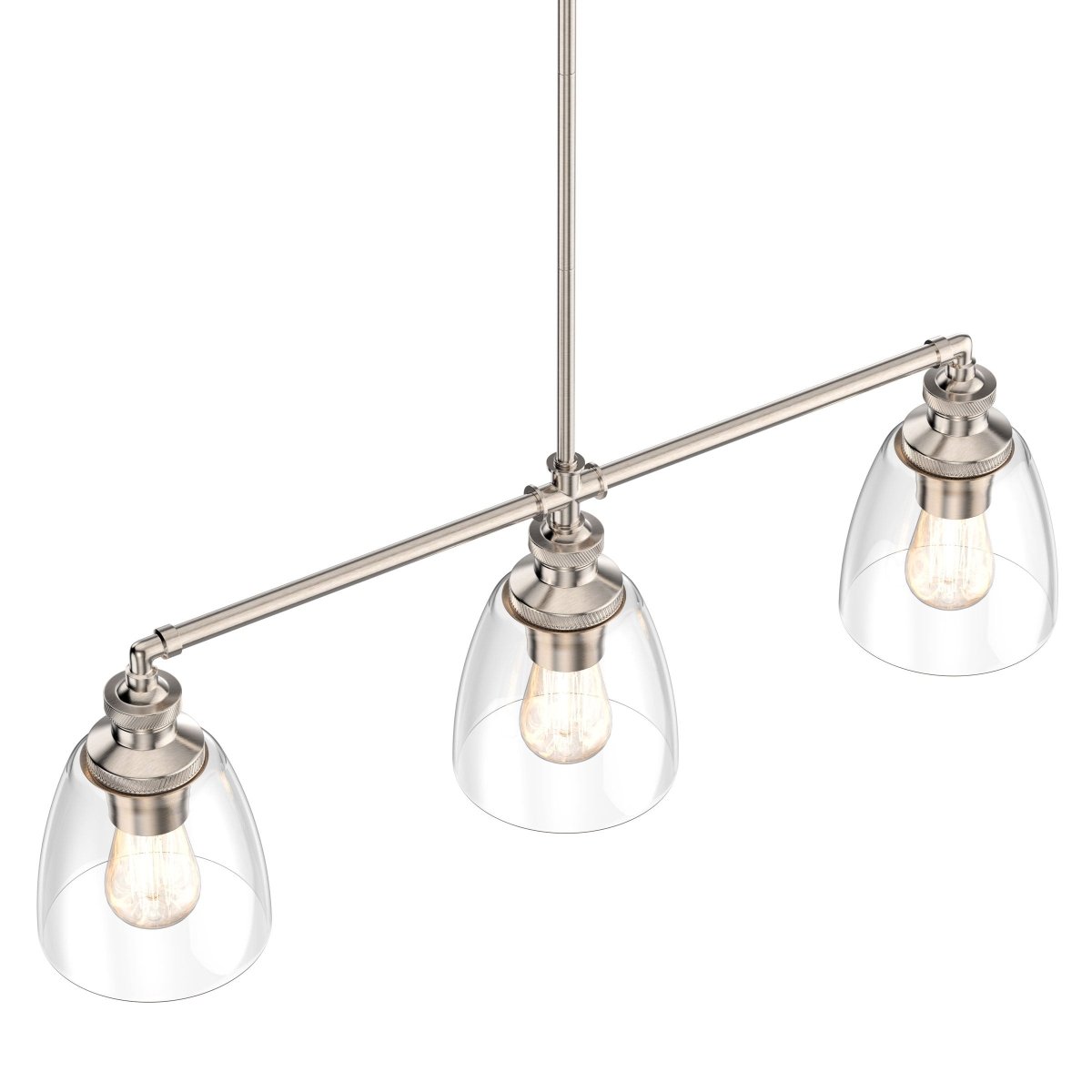 3-Lights Bell Shape Kitchen Island Pendant Lighting, Clear Glass Shade, E26 Base, UL Listed