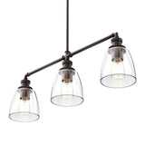 3-Lights Bell Shape Kitchen Island Pendant Lighting, Clear Glass Shade, E26 Base, UL Listed