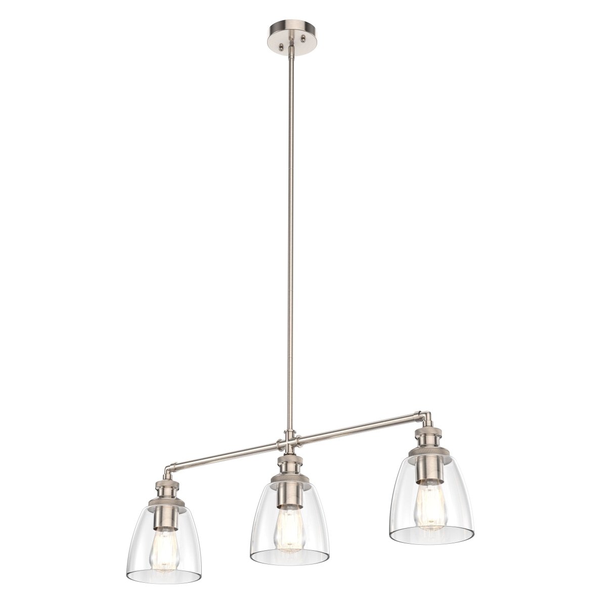 3-Lights Bell Shape Kitchen Island Pendant Lighting, Clear Glass Shade, E26 Base, UL Listed