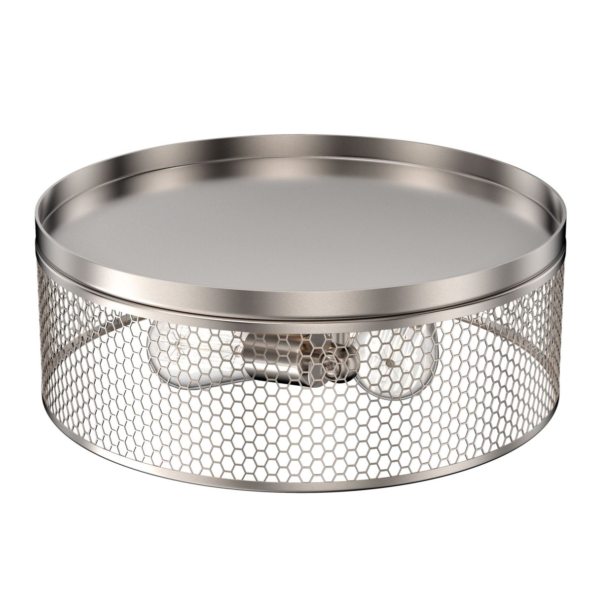 3-Lights Cage Style Flush Mount Fixture, Drum Shape, E26 Base, UL Listed, 3 Years Warranty