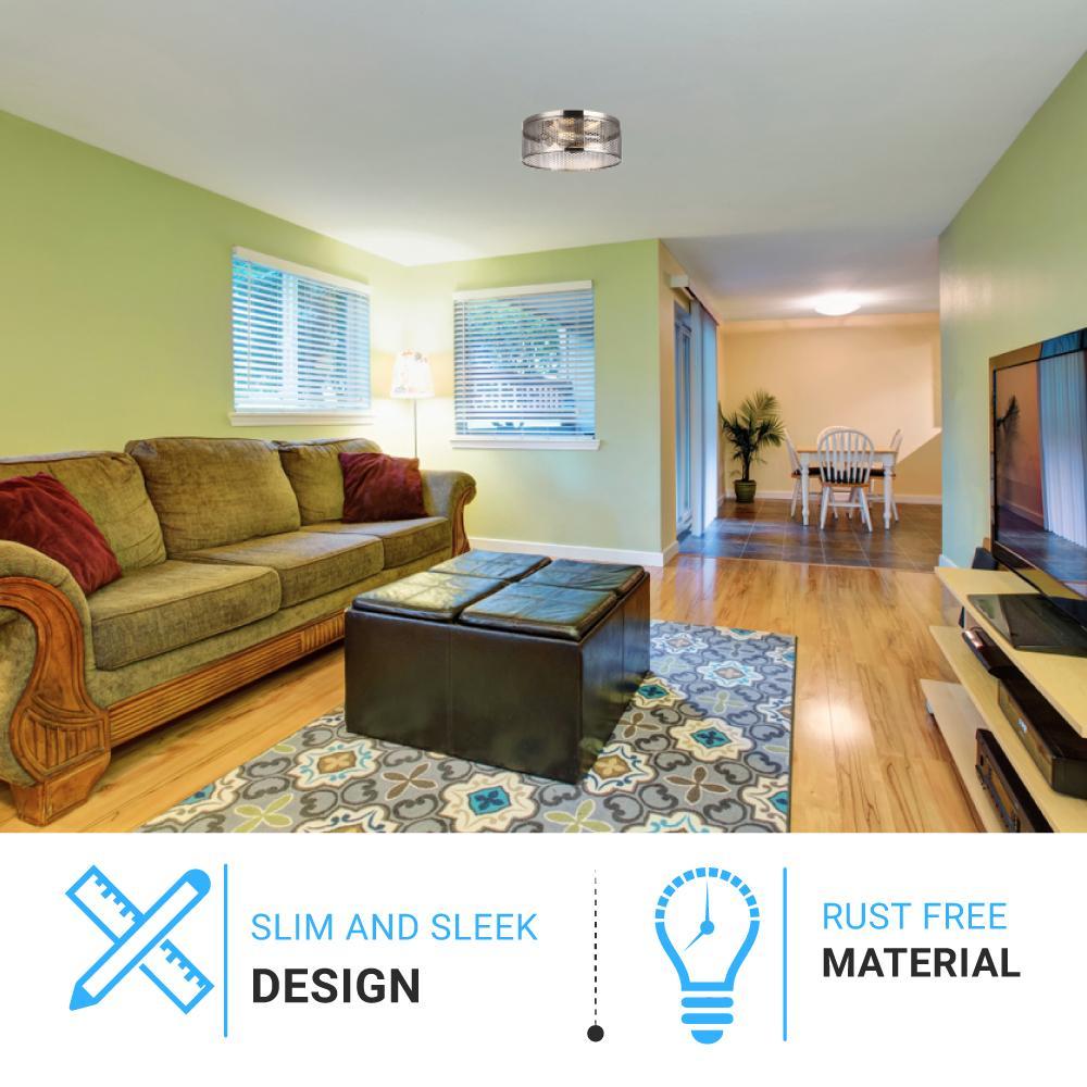 3-Lights Cage Style Flush Mount Fixture, Drum Shape, E26 Base, UL Listed, 3 Years Warranty